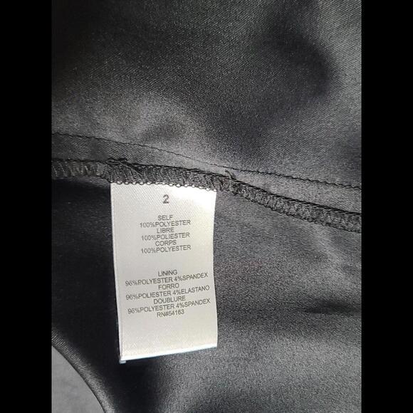 Jessica Simpson Black Dress Overlay Detail Gold Belt Split Shoulder Sleeve Sz 2 - Picture 4 of 5